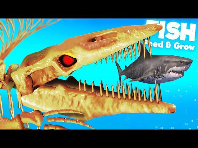 SKELETON MOSASAURUS vs ALL FISH! | Feed & Grow Fish