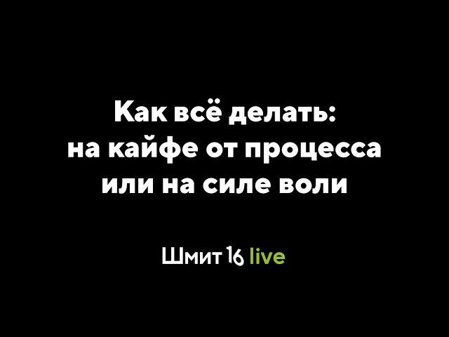 Шмит16 Live. Как всё делать: на силе воли или на кайфе от процесса