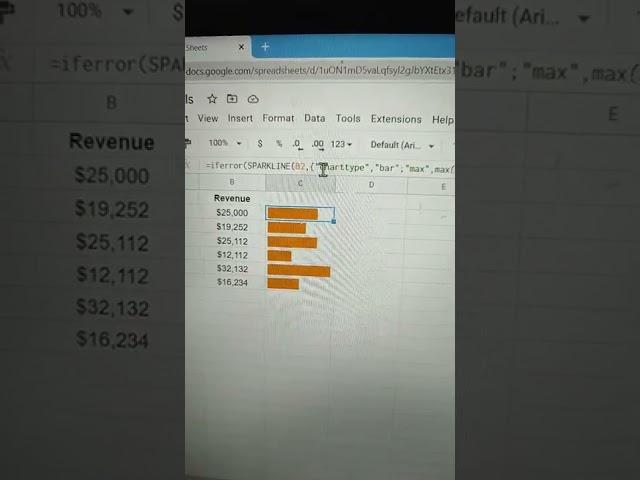 Google Sheets sparline funxtion