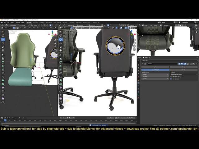 modeling a gaming chair in blender 2 82 part 3