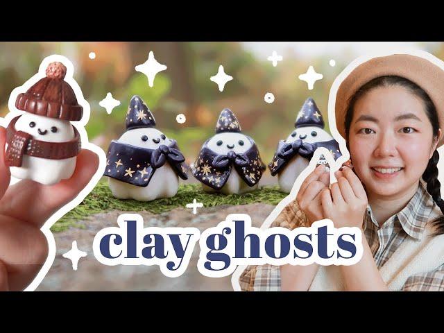  making miniature clay ghosts  autumn & wizard ghost ⭐️ YeppenTube ⭐️