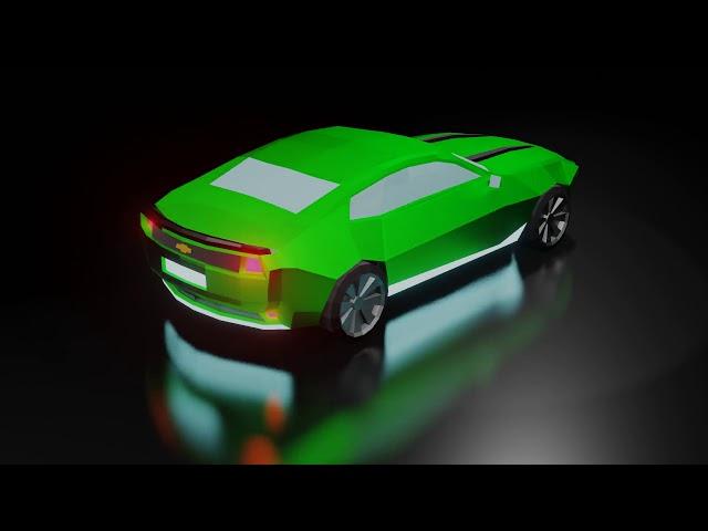 Low Poly Car With Glossy Green