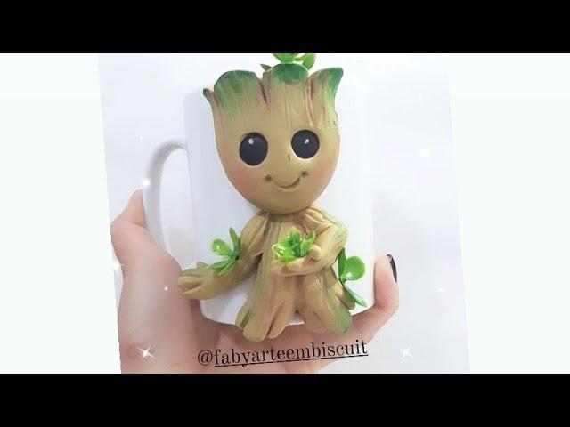 Baby Groot na Caneca - Passo a Passo | Faby arte em Biscuit