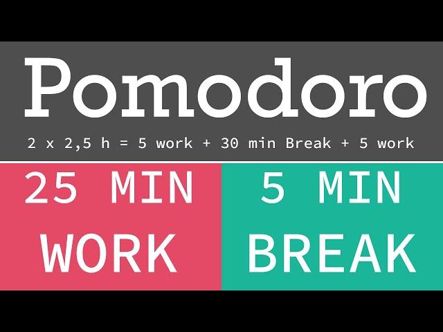 Pomodoro Technique - Tekniği 2 x 2,5 h = 5 work + 30 min Break + 5 work