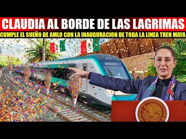 MIRA: SE LE QUIEBRA LA VOZ A CLAUDIA, CUMPLE EL SUEÑO DE AMLO CON INAUGURACION DEL TREN MAYA