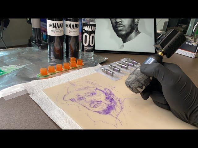 LIVE TATTOO: KENDRICK LAMAR PORTRAIT ON FAKE SKIN