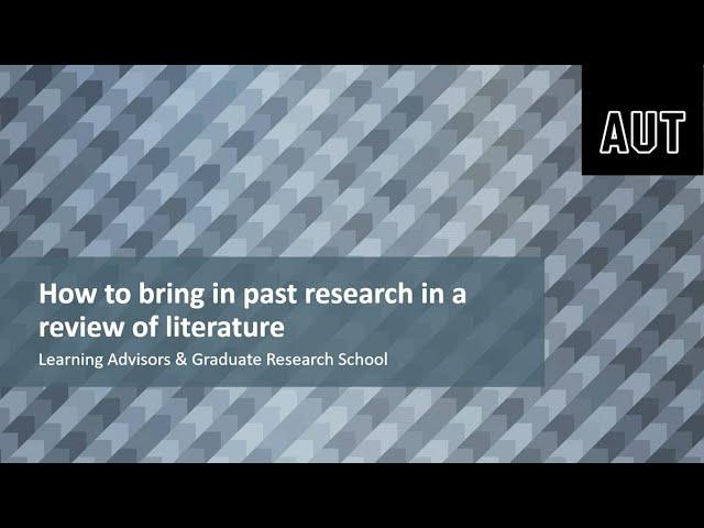 How to bring in past research in a review of literature