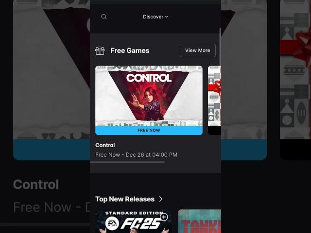 Epic Games store free daily game 25th December 2024 : Control