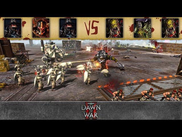 Warhammer 40k Dawn of War 2 - 3v3 | Wolfguard + Draktan + SURVIVE [vs] Breeze + Machine Elf + Desked