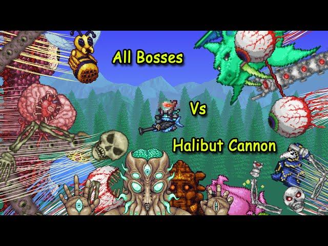 ALL Bosses Vs Halibut Cannon | Terraria