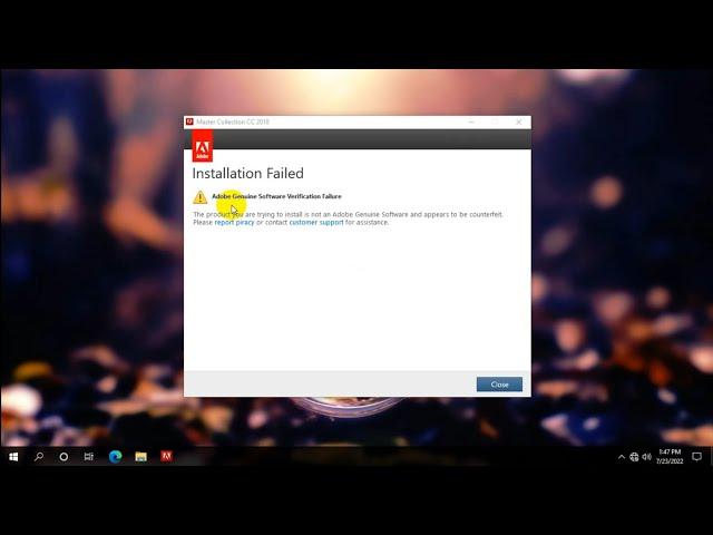 Adobe Genuine Software Verification Failure