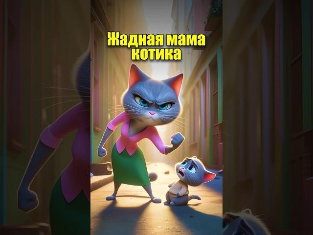 Жадная мама котика #мультик #cats #ии #cat #кот #нейросеть #dalle3 #chatgpt #aiart #aicat #ai