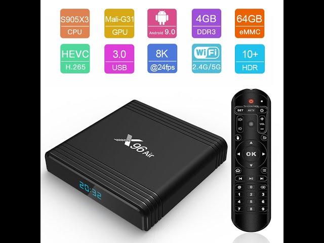 X96 Air Android 9.0 Amlogic S905X3 Quad Core TV Box Dual Band WiFi Bluetooth Media Player 4+64GB