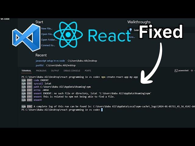 How To Fix npx create-react-app my-app Error In React js In hindi #reactjs