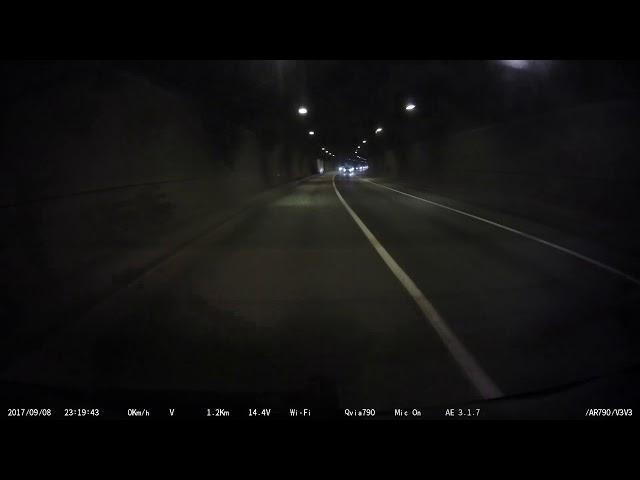 QVIA AR790, Night, City, tunnel, rear camera