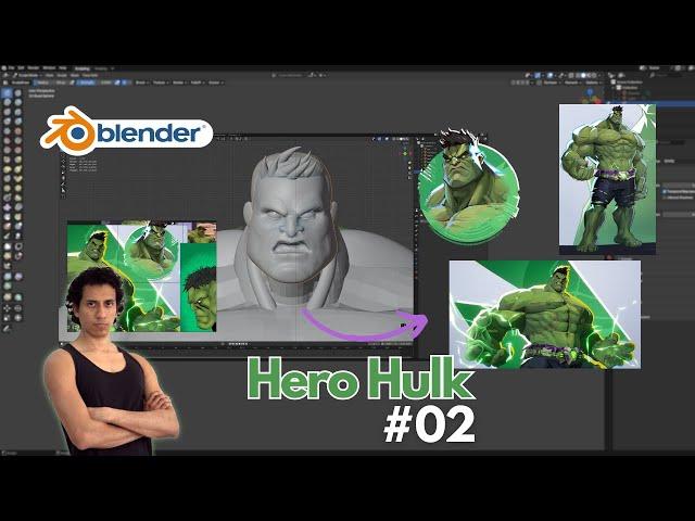 (Day 2) Blender Sculpting: Hero Hulk (Marvel Rivals) - Detailing the face