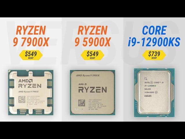 Ryzen 9 7900X vs Ryzen 9 5900X vs Core i9-12900KS w/ RTX 3090 Ti