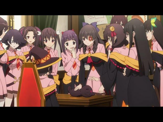 Megumin shows Chomusuke to her friends | Kono Subarashii Sekai ni Bakuen wo!