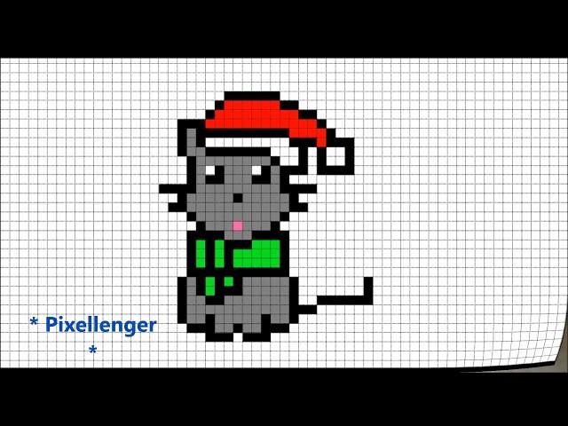 Mouse Christmas Pixel Art How to Draw  #PixelArt * Как нарисовать мышку по клеточкам Пиксель