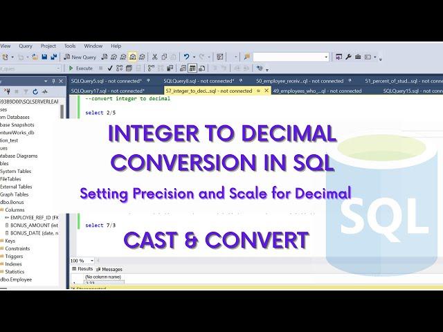 SQL | Integer to Decimal conversion in SQL | CAST and CONVERT