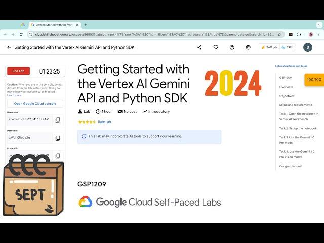 [2024] Getting Started with the Vertex AI Gemini API and Python SDK || #qwiklabs || #GSP1209