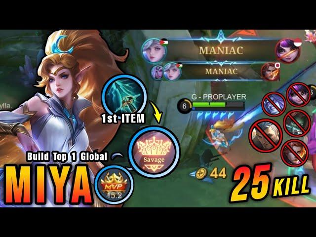 SAVAGE & MANIAC!! OP Miya with New Item Sky Piercer Auto SAVAGE!! - Build Top 1 Global Miya ~ MLBB