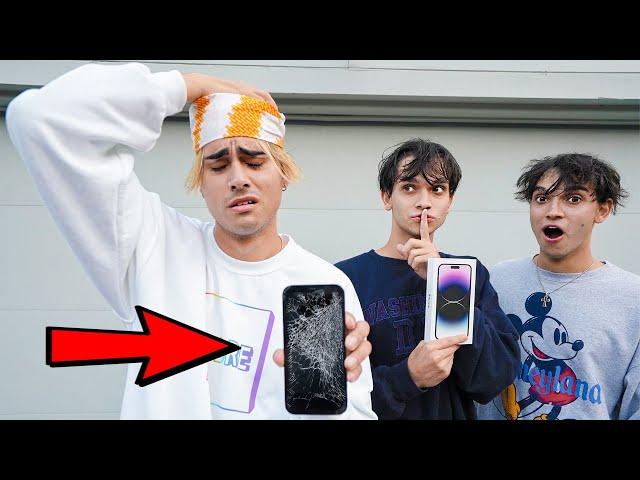 BREAKING Our Brother's iPhone, Then Surprising Him With A NEW iPhone 14!