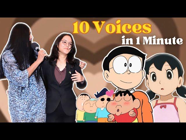 Voice Challenge10 Voices In 1 Minute with @parulbhatnagar2 || #shinchan #voiceacting