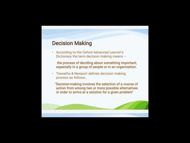 WHAT IS DECISION MAKING? #8617 #UNIT 2 #aiou #aiou_updates #notes #jhwconcepts