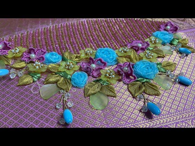 3D embroidery with brooch materials