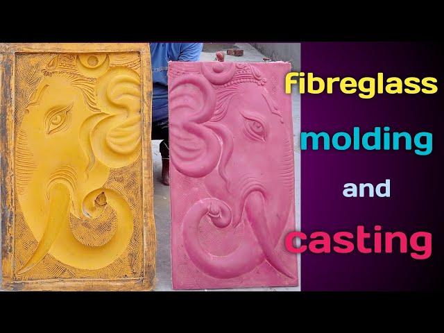 making a fibreglass mold on clay mural and casting