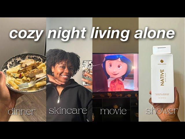 LIVING ALONE VLOG: cozy fall night, cooking, skincare + more!