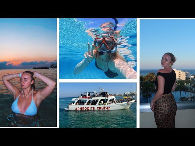 CYPRUS, PROTARAS! vlog! snorkeling, dolphins, aphrodite boat, FigTree Beach August time! 