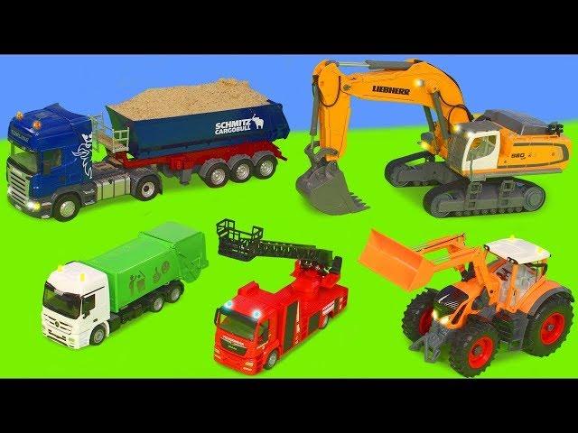 Excavator, Tractor, Fire Truck, Garbage Trucks & Police Cars Toy Vehicles for Kids