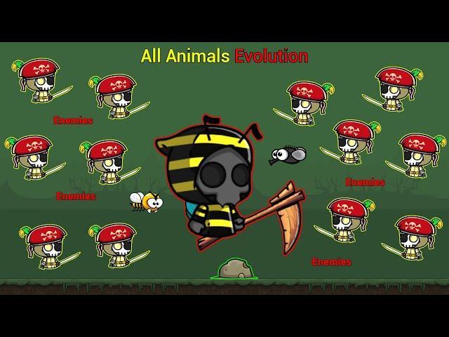 All Animals Evolution With Epic Bee Reaper And The Enemies (EvoWorld.io)