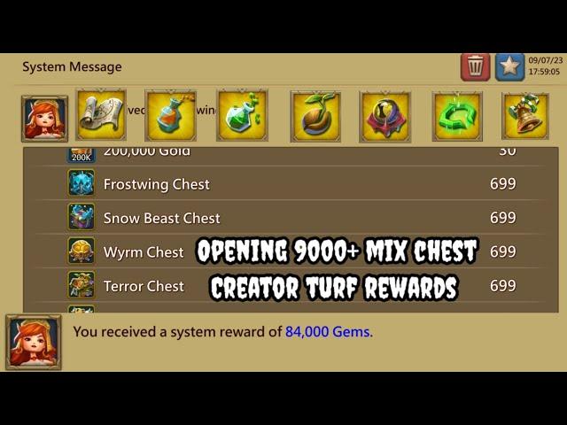 Opening 9000+ Chest  Creator Turf rewards Lords mobile