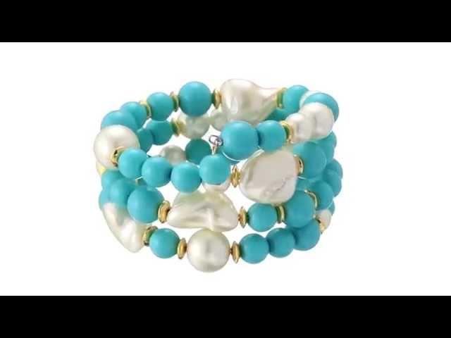 Kenneth Jay Lane Gold Tone Beads Coil Bracelet  SKU:8572331