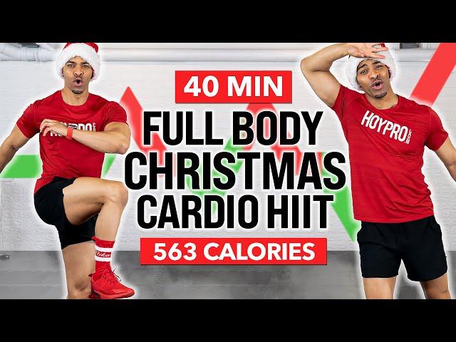 40 MIN Full Body Christmas Cardio HIIT Workout  Burn 500 Calories - No Equipment, No Repeat