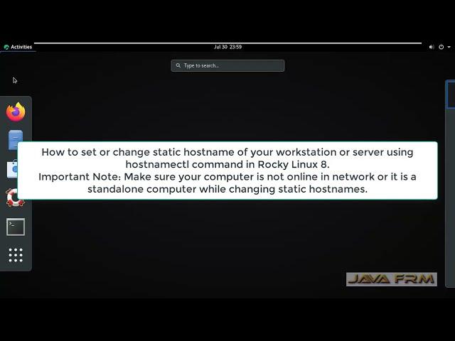 How to set or change static hostname using hostnamectl command in Rocky Linux 8