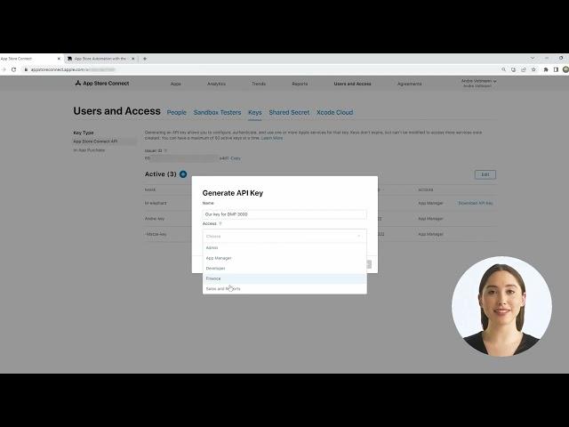 How to grant API key access to Apple App Store Connect