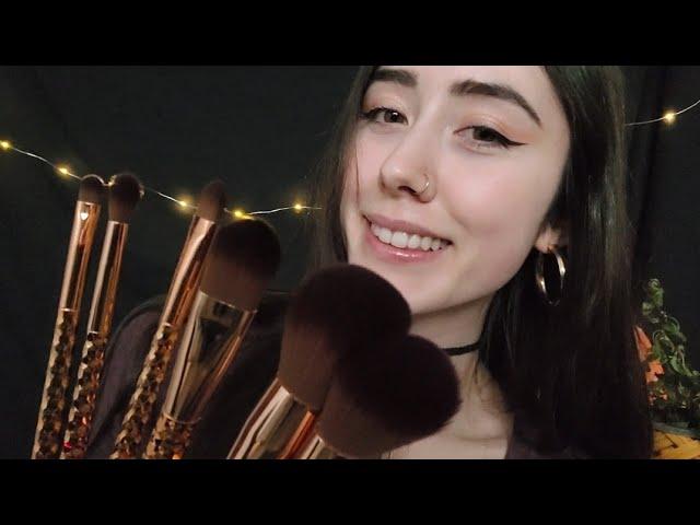 ASMR | Brushing Your Face with Different Brushes  (Gentle Brushing Sounds)