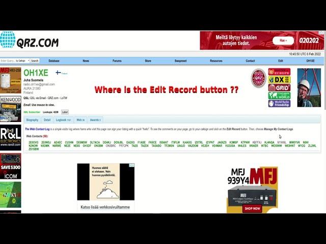 QRZ WEB: Where is the "Edit Record Button" ??