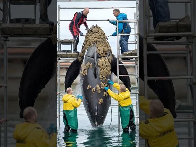 Marine biologists have caught a whale with a rare species of parasitic barnacles  #sealife