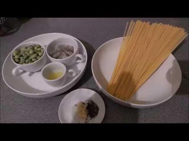 Linguine with prawns and broad beans recipe.