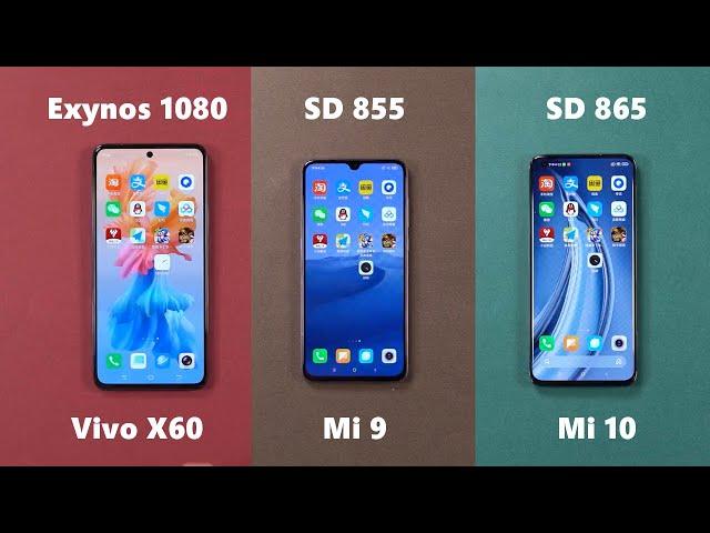 Exynos 1080 VS SD 855 VS SD 865 | Vivo X60 VS Mi 9 VS Mi 10 - SPEED COMPARISON