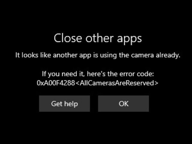 Fix Camera Error Code 0xA00F4288 All Cameras are reserved on Windows 10