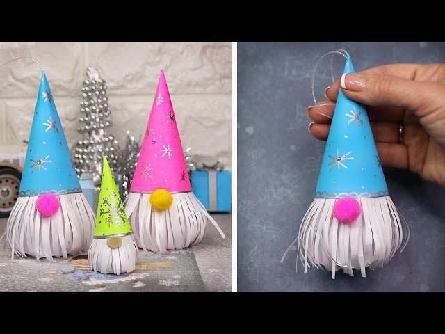 DIY Новогодний ГНОМ ИЗ БУМАГИ! Игрушки на елку и декор на Новый Год