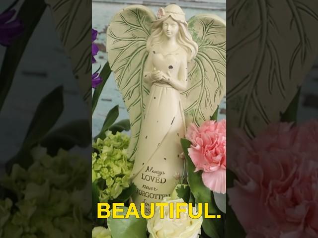 DESIGNING WITH A STONE ANGEL! #floral #flowerarrangement #youtubeshorts #plant #flower #garden #reel