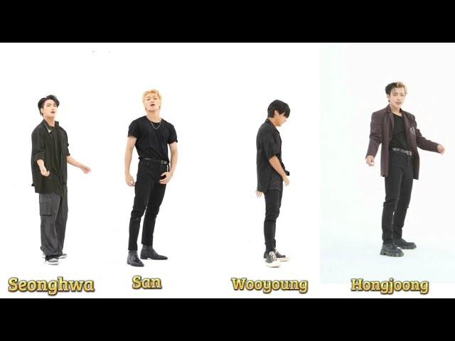 Ateez Guerilla dance comparison (Seonghwa,San,Wooyoung,Hongjoong)