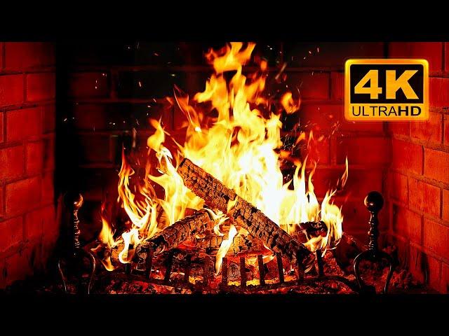  Cozy Fireplace 4K (12 HOURS). Fireplace with Crackling Fire Sounds. Fireplace Burning 4K